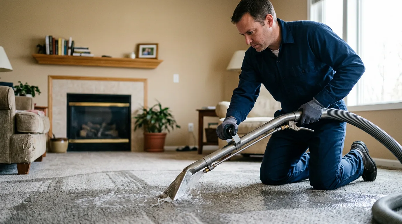 Water damage restoration technician working near Amelia, NE